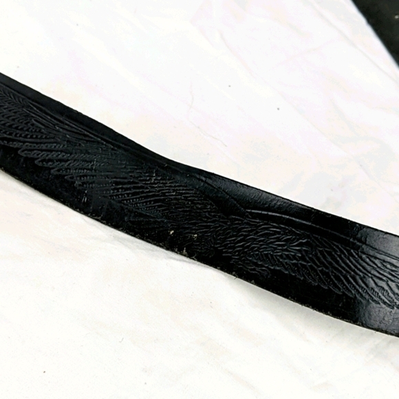 vintage black Leather eagle buckle belt - Picture 4 of 9